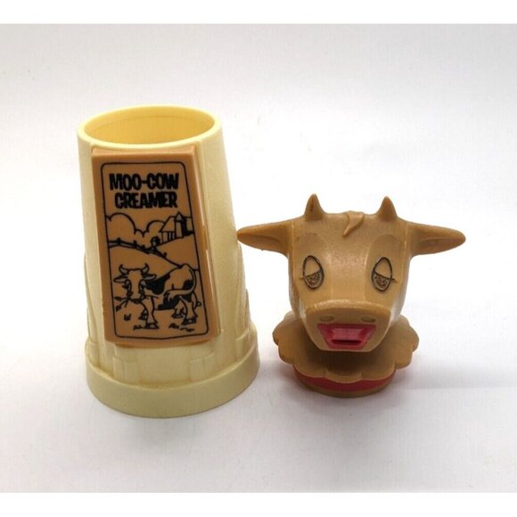 Whirley Industries CREAMER Moo Cow Plastic Brown Cream 2 Pieces 6" Vintage - Picture 5 of 7
